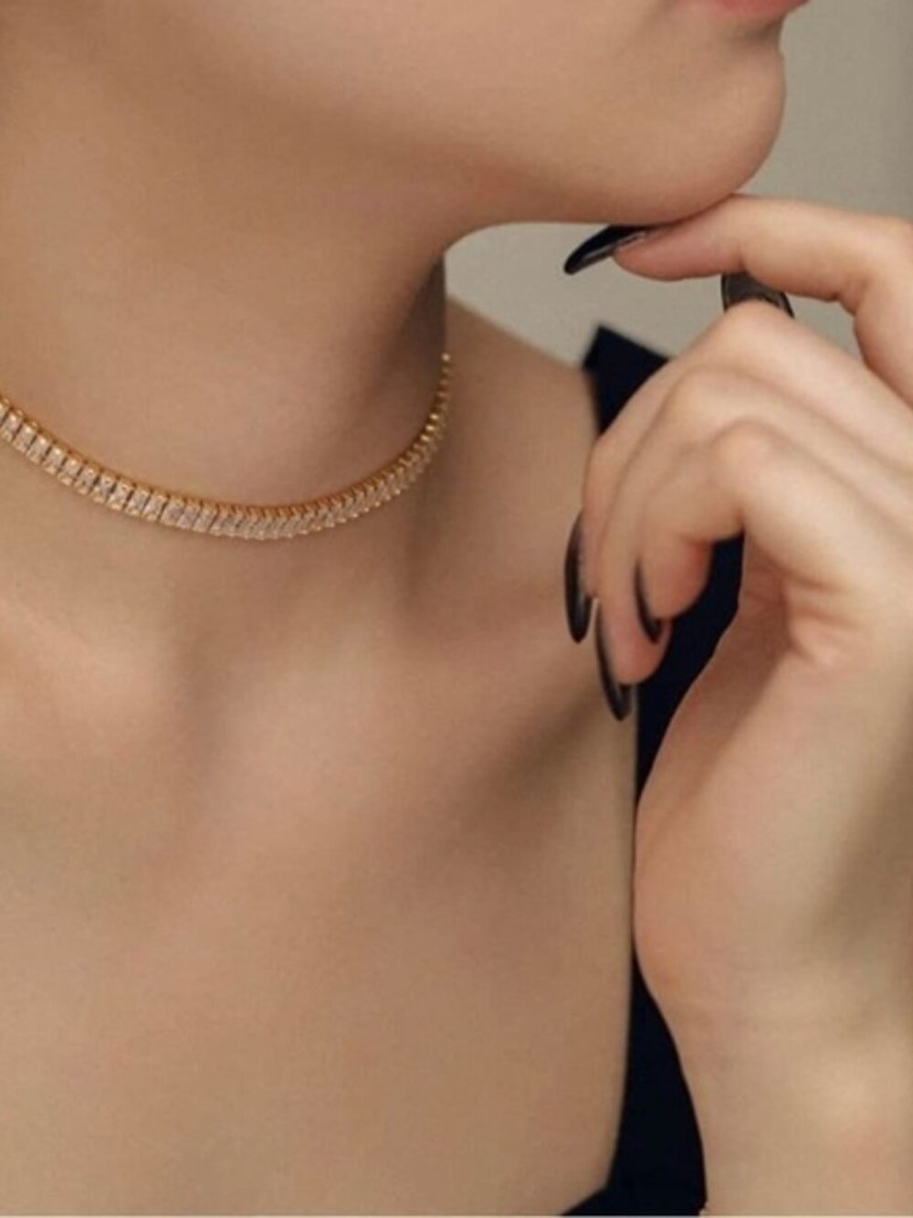 Gold 18k Gold Plated CZ Tennis Necklace - Picture 3 of 4